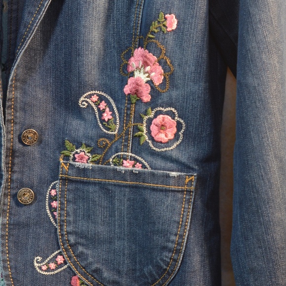 Gloria Vanderbilt Embroidered Jacket Jeans SZ 14 - Picture 3 of 12